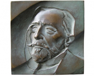 Joseph Conrad, brąz lany, 100 x 100 mm, 1994, awers
