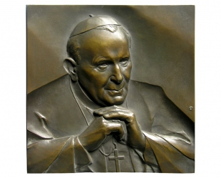 Jan Paweł II, brąz lany, 180 x 180 mm, 2005